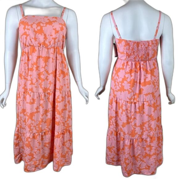 Social Standard Women Size 2XL Floral Tiered Smock Pullover NEW Midi Dress Boho - Picture 1 of 16